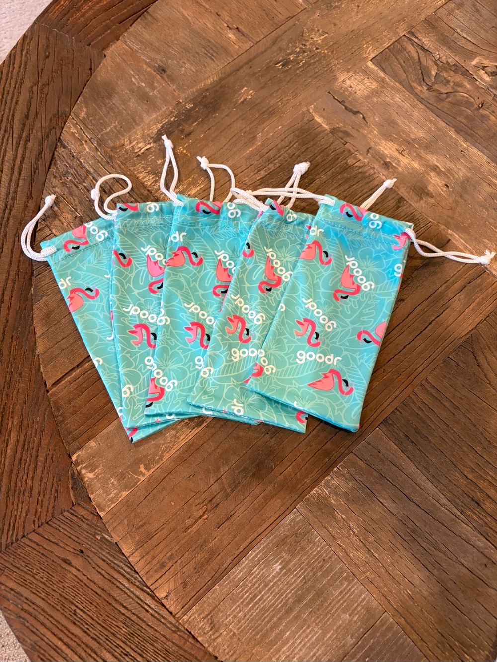 Goodr OS Teal Flamingo Microfiber Drawstring Sunglasses Pouch Storage Bag Lot